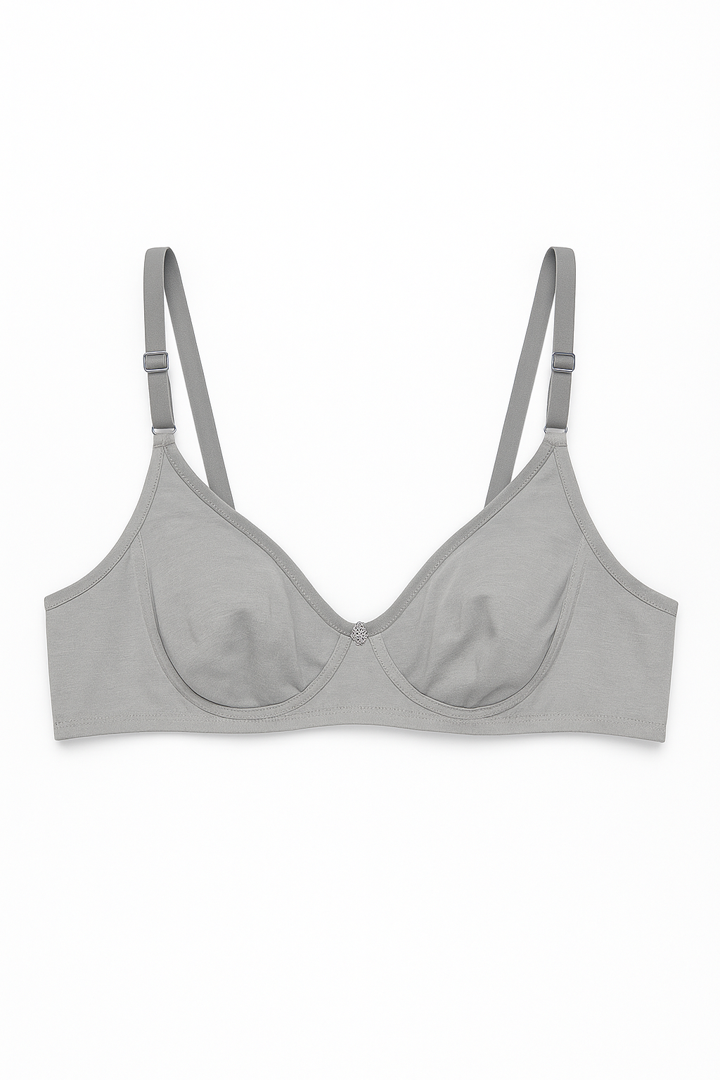 Women’s Solid Grey Everyday Bra – Adjustable Straps, Comfortable Fit (36A)
