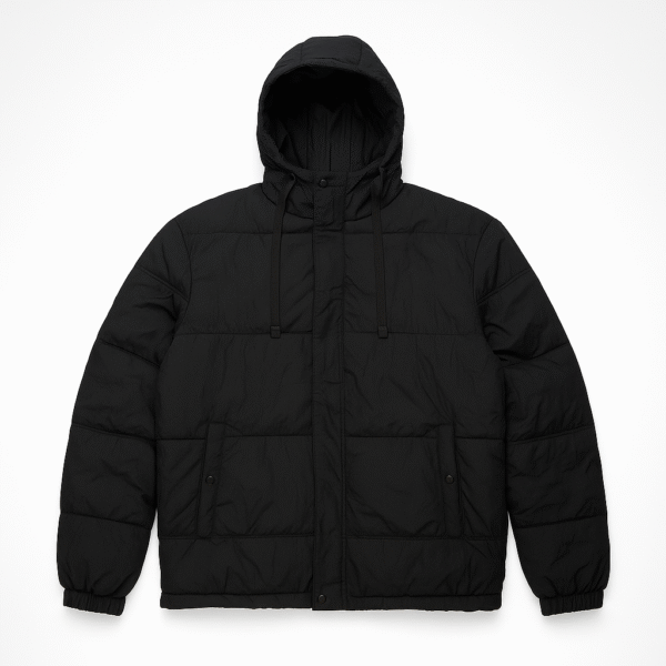 Black Hooded Winter Jacket for Men