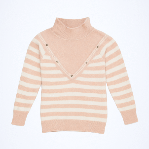 Women’s Winter Striped High Neck Woolen Sweater