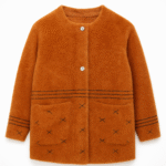 Women’s Stylish Brown Woolen Winter Coat – Warm Long Sleeve Sweater with Pockets