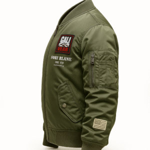 Men’s Olive Green Bomber Jacket – Stylish Winter Wear with Zipper & Multiple Pockets