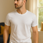 Men’s Solid White Casual T-Shirt