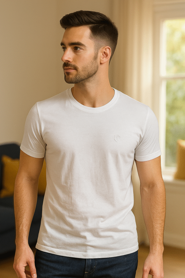Men’s Solid White Casual T-Shirt