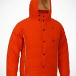Men’s Solid Orange Hooded Winter Jacket – Warm Stylish Puffer Coat