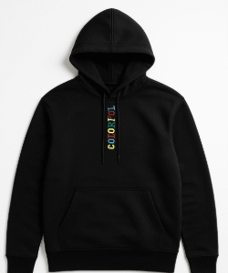 Stylish Black Unisex Hoodie with Colorful “COLORFUL” Print | Soft Cotton Blend Sweatshirt