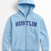 Stylish Light Blue Zip-Up Hoodie for Men & Women | Casual Winter Wear Sweatshirt with Front Pockets & Hood