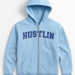 Stylish Light Blue Zip-Up Hoodie for Men & Women | Casual Winter Wear Sweatshirt with Front Pockets & Hood