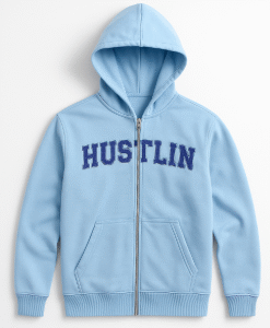 Stylish Light Blue Zip-Up Hoodie for Men & Women | Casual Winter Wear Sweatshirt with Front Pockets & Hood
