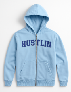 Stylish Light Blue Zip-Up Hoodie for Men & Women | Casual Winter Wear Sweatshirt with Front Pockets & Hood