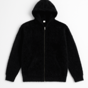 Stylish Black Faux Fur Hoodie for Women | Soft & Warm Winter Coat | Trendy Zip-Up Furry Jacket