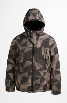 Stylish Geometric Print Winter Jacket for Men | Warm Hooded Puffer Jacket