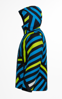 Trendy Multicolor Geometric Printed Winter Hooded Jacket for Men | Stylish Warm Wear