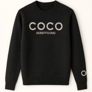 Stylish Black Winter Sweater for Women | COCO Printed Round Neck Pullover