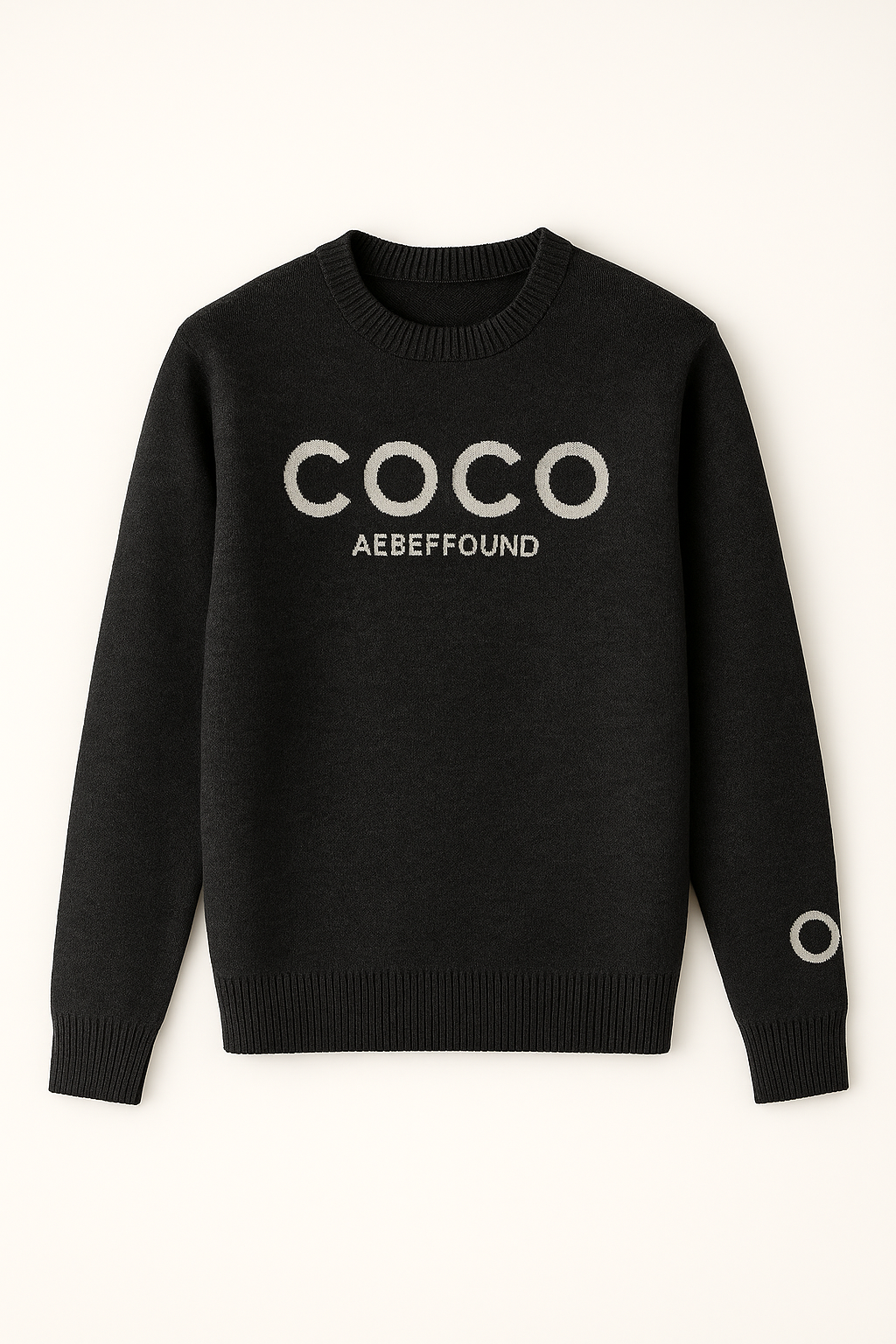 Stylish Black Winter Sweater for Women | COCO Printed Round Neck Pullover