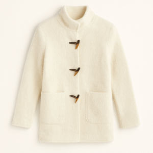 Women’s Stylish Woolen Winter Coat – Cream Color, Warm & Comfortable